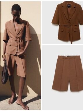 MANGO Linen Blazer/shorts Set, Size L
